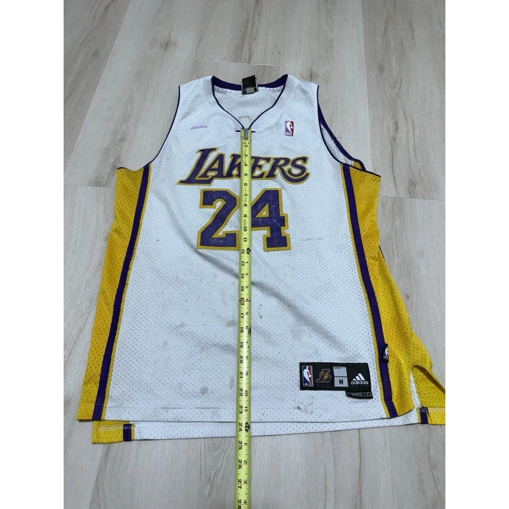 Adidas Kobe Bryant Jersey Men's Medium White Swingman Lakers #24 Length +2
